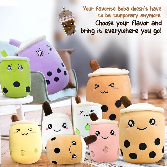 🆕 Kids Brown Plush Pillow Bubble Tea Cartoon Pet Animal Stuffy Cute Soft Baby - Picture 7 of 7